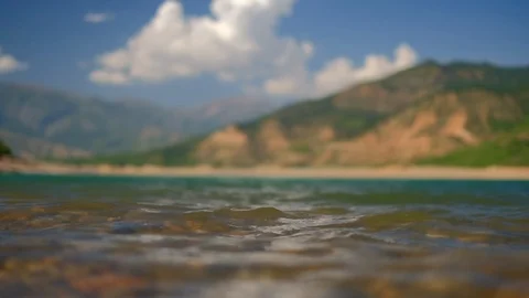 Waves on the water of a mountain lake Stock Footage 108082513