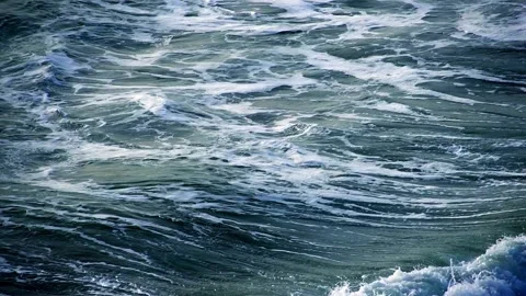 Waves of water of ocean and sea high tide stormy sea scene nature background HD Stock-Footage 336579795