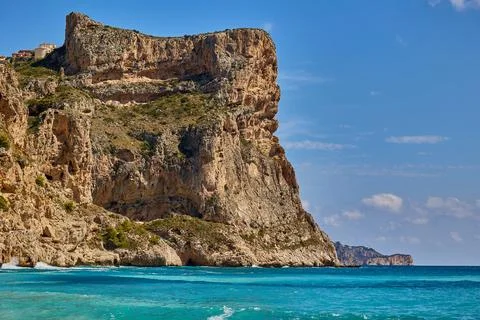 Waves waves crashing against rocks on the shores of the Mediterranean Sea Stock Photos