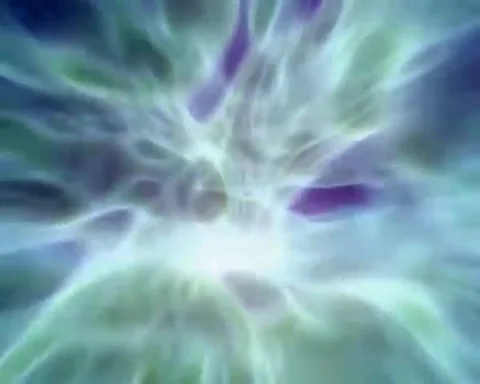 Waves waving greenish molecules background Stock Footage 255921202