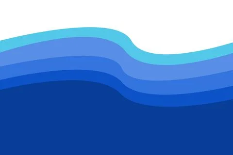 Waves on white background in five colours of blue Stock Illustration