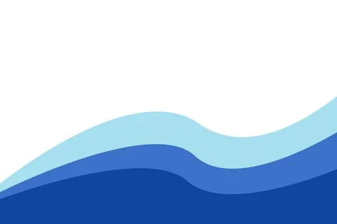 Waves on white background in three colours of blue Stock Illustration