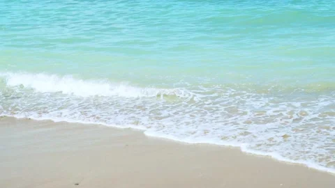 Waves on White Sand Blue Turquoise Ocean, Sea, Sea Beach, Tropical Island, Vacat Stock Footage 244769326