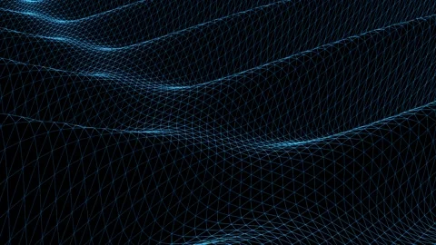Waves Wireframe lines moving around in a 3D animation Stock Footage 252062081