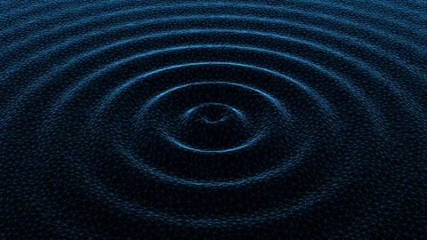 Waves Wireframe moving from the center Stock Footage 252057806