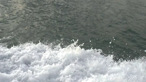 Waves from a yacht in Dubai Stock Footage 76293204