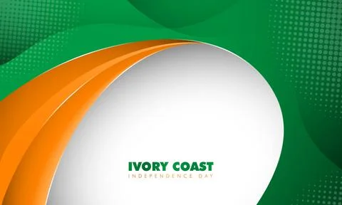 Waving abstract gradient of green and orange in white background for ivory .. Stock Illustration