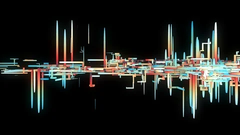 Waving abstract objects in cyberspace. Stock Footage 127291489