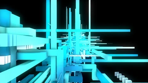 Waving abstract objects in cyberspace. Stock Footage 127291554