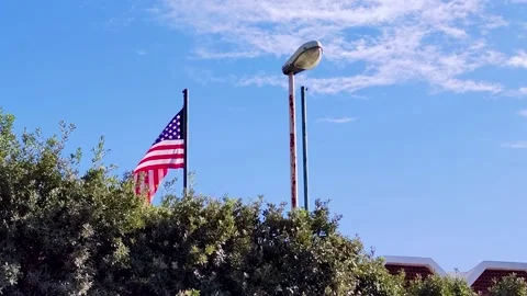 Waving America Flag. Low Angle View Of American Flag Fluttering. Stock Footage 221654088
