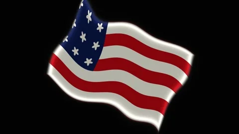 Waving American Flag on Black Background Seamless Loop Stock Footage 340775342