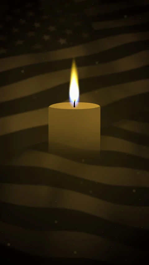 Waving American Flag With Candle Light Vertical Background Loop Video stock 304519993