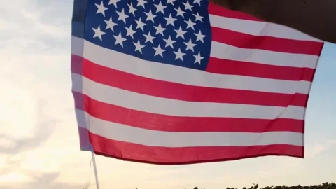 Waving American Flag Celebrating Independence Day Stock Footage 306419085