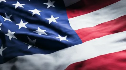 Waving American Flag Close Up Texture and Detail. 3d rendering Illustrazione stock