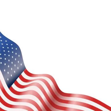Waving American Flag Corner Vector Illustration with Gradient Shading for P.. Stock Illustration