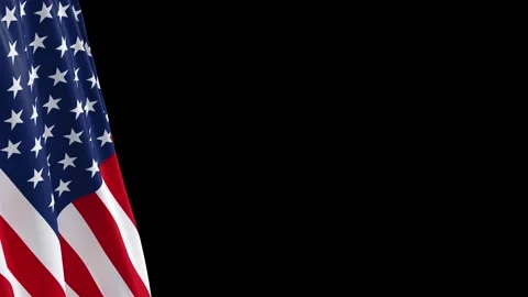 Waving American Flag on Left Side, Seamless Loop, Customizable Background 스톡 동영상 331722456