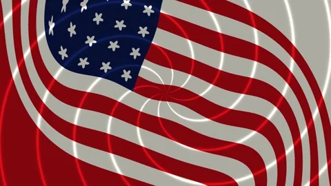 Waving American Flag with Light Rings Seamless Loop Stock Footage 340775433