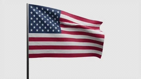 Waving American Flag Motion Graphics On Alpha Transparent Background Stock Footage 307512970