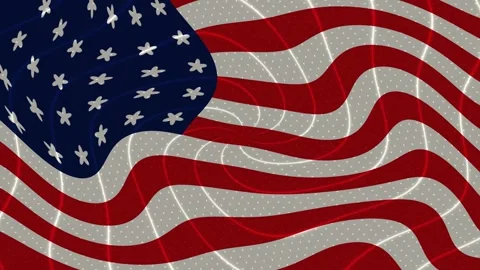 Waving American Flag with Sparkling Light Seamless Loop Stock Footage 340777355