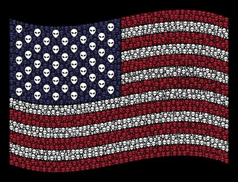 Waving American Flag Stylization of Alien Face Icons 스톡 일러스트
