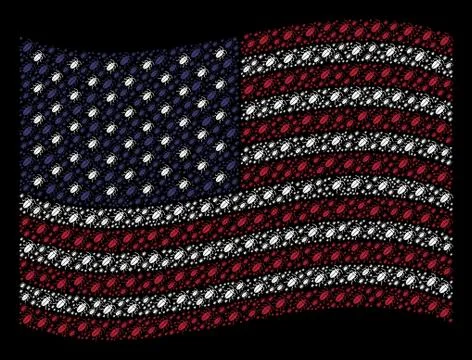 Waving American Flag Stylization of Cockroach Icons Stock Illustration