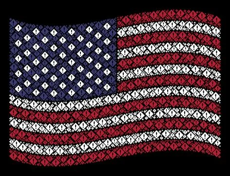 Waving American Flag Stylization of Error Icons Illustrazione stock