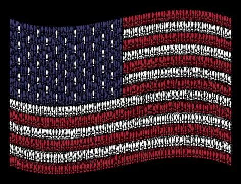 Waving American Flag Stylization of Exclamation Sign Icons Stock Illustration