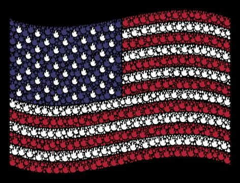 Waving American Flag Stylization of Fire Flame Icons 스톡 일러스트