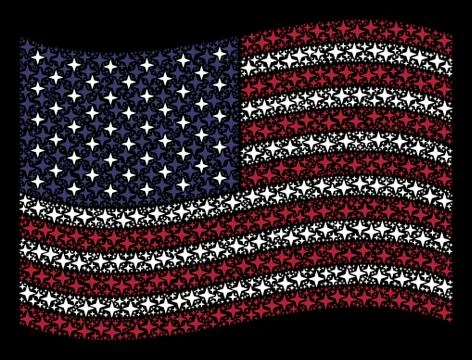 Waving American Flag Stylization of Space Star Icons Stock Illustration