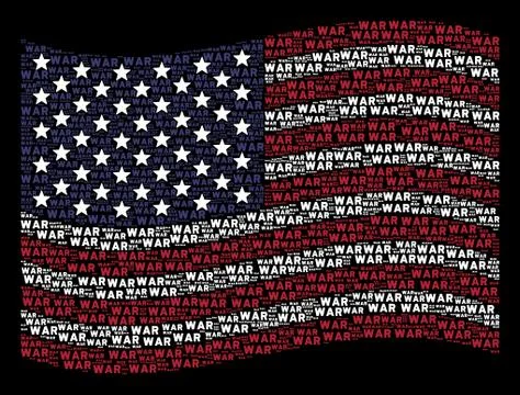 Waving American Flag Stylized Composition of War Text Stockillustratie