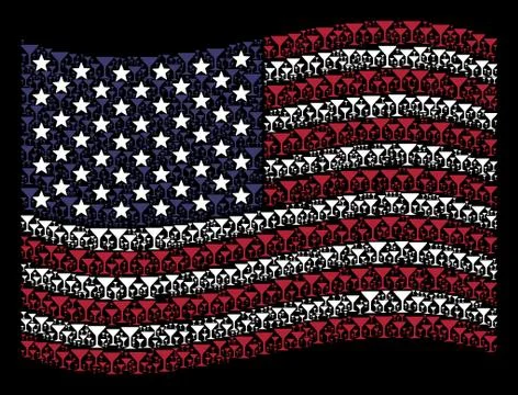 Waving American Flag Stylized Composition of Alcohol Glass Stock Illustration