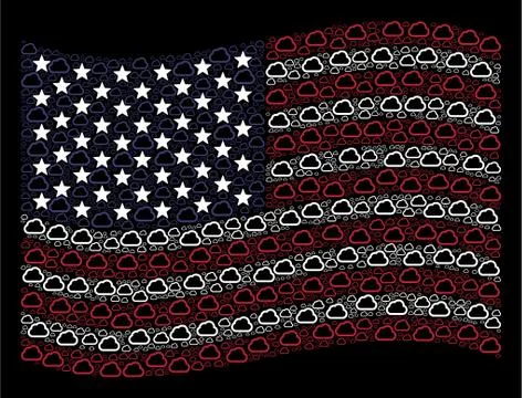 Waving American Flag Stylized Composition of Cloud Ilustração Stock