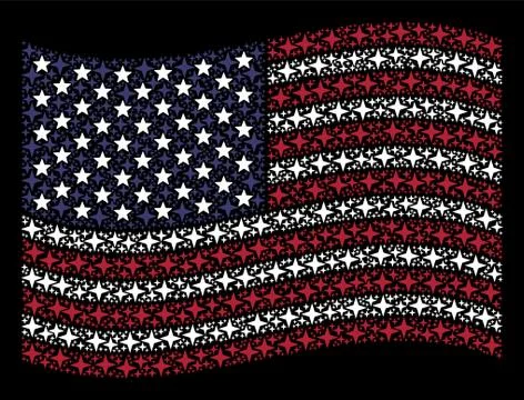 Waving American Flag Stylized Composition of Space Star Stock Illustration