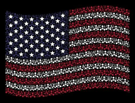 Waving American Flag Stylized Composition of WMD Nerve Agent Chemical Warfare Stock Illustration