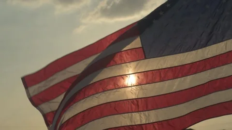 Waving American Flag in Sunlight Stock Footage 294701674