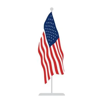 Waving American Flag Vector Illustration with Clean Minimal Design and Gray.. Stock Illustration