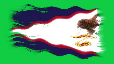 Waving American Samoa flag as a grunge brush stroke, 4k loop Stock Footage 336903192