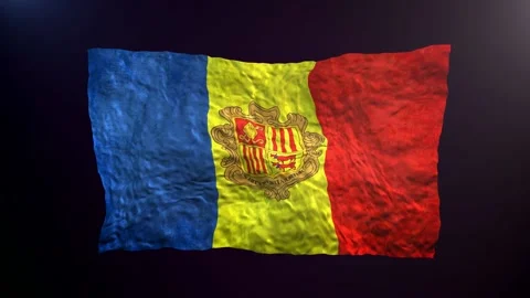 Waving Andora  flag on dark background. Stock Footage 182817854