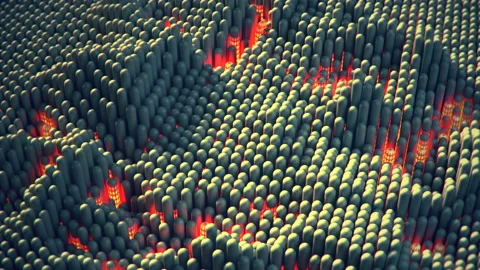 Waving array of capsules seamless loop 3D render animation Stock Footage 117898785