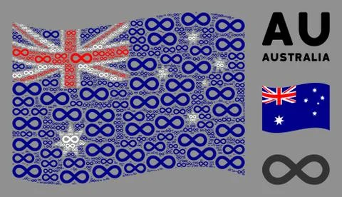 Waving Australia Flag Collage of Infinity Items Stock Illustration