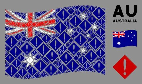 Waving Australia Flag Collage of Problem Items Stockillustratie