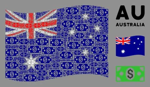 Waving Australia Flag Composition of Banknote Icons Stock Illustration
