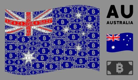 Waving Australia Flag Composition of Bitcoin Cash Banknote Items Stock Illustration