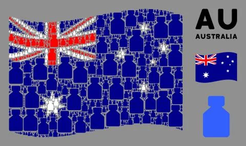 Waving Australia Flag Composition of Bottle Icons Stock Illustration