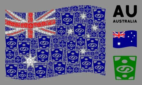Waving Australia Flag Composition of Dollar Banknote Items Stock Illustration