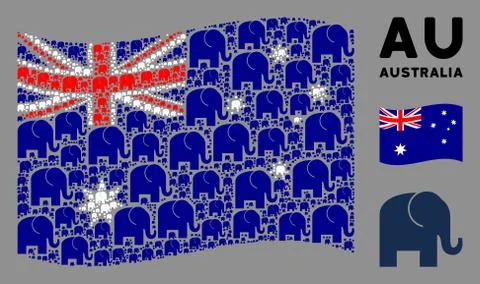 Waving Australia Flag Composition of Elephant Icons Stockillustratie