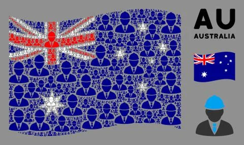 Waving Australia Flag Composition of Engineer Items Stock Illustration