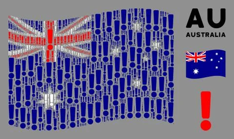 Waving Australia Flag Composition of Exclamation Sign Items Stockillustratie