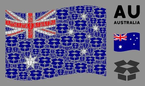 Waving Australia Flag Composition of Open Box Icons Stockillustratie