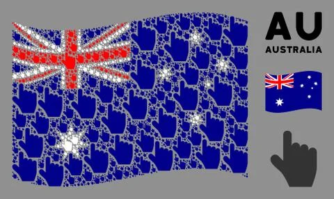 Waving Australia Flag Composition of Pointer Finger Items 스톡 일러스트